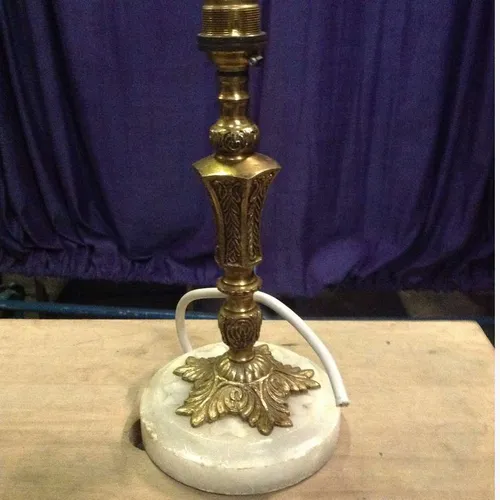 brass stick lamp base with alabaster bottom