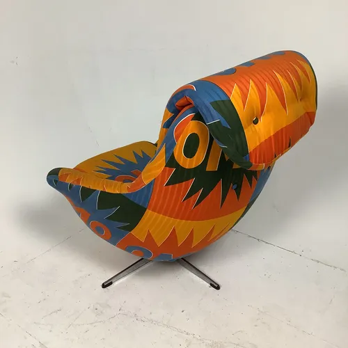 'OMO' Print Orange Blue Chair Armchair