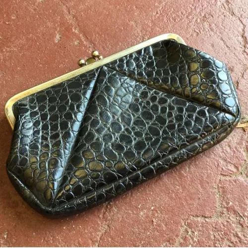 black faux snake skin coin purse