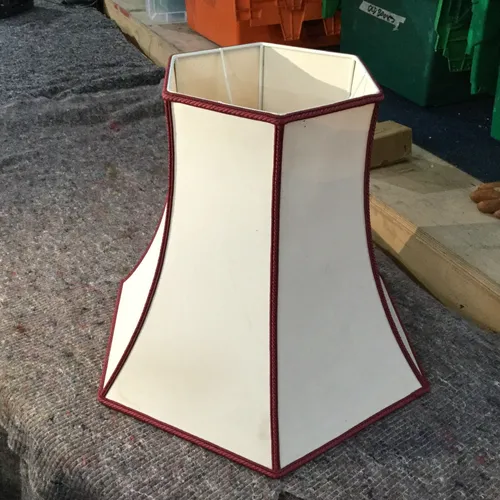 Cream with Maroon Piping Hexagonal Panelled Lampshade