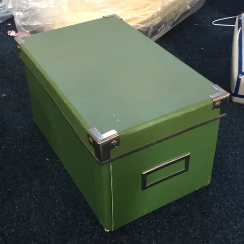 Green cardboard storage box