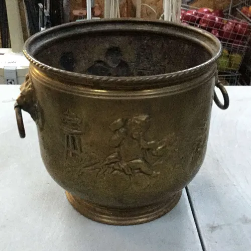 Gold metal planter/coal bucket