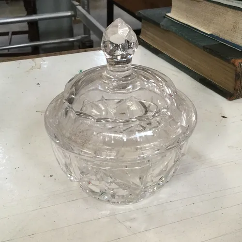 Small Cut Glass Lidded Pot