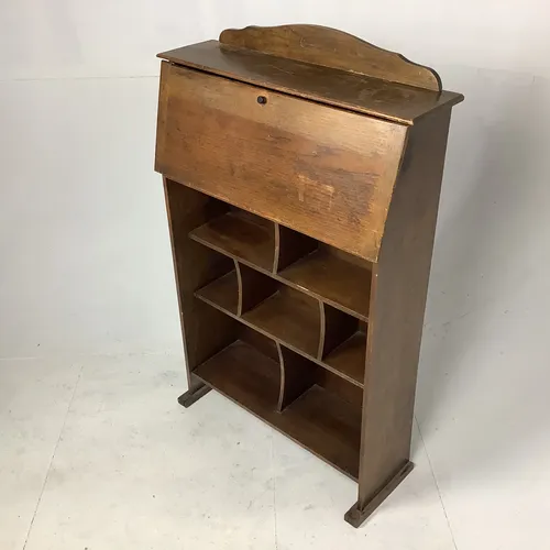 Period Wooden Bureau Writing Desk with Lower Shelves