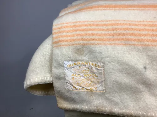 Cream Witney Wool Blanket with Orange Stripes