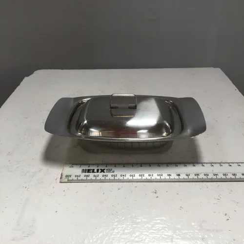 Silver metal butter dish 1