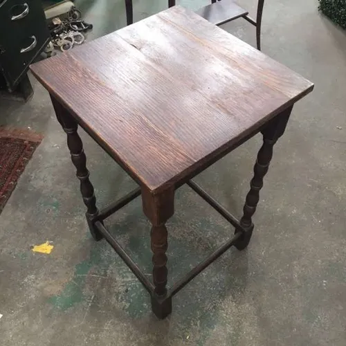 Period Square Wood Turned Leg Side Table