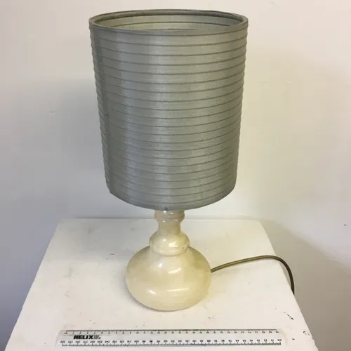 Cream onyx table lamp with blue shade