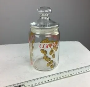 Glass Coffee Jar with Coffee Bean Design/Pattern