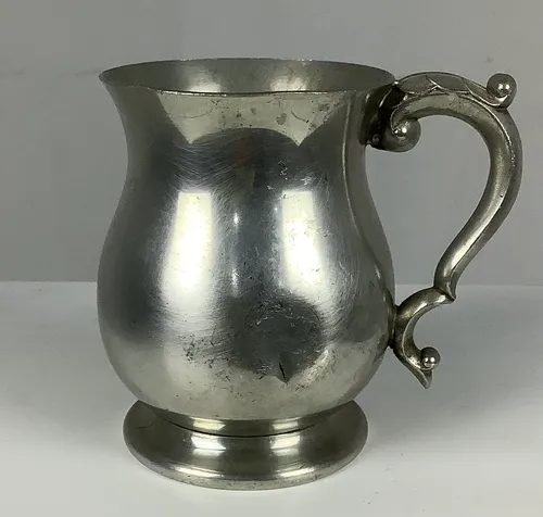 Pear Shaped Engraved Pewter Tankard