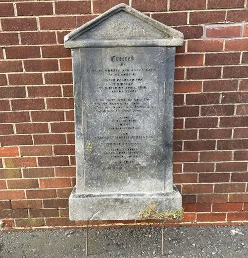 Fake gravestone, Thomas Bayne H127cm W70cm D25cm