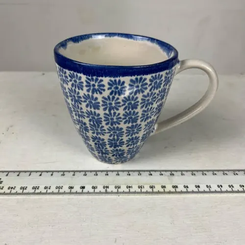 White and Blue Ceramic Floral Mug