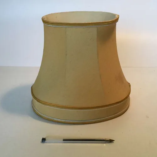 pale gold period lampshade with gold / silver piping at top and bottom