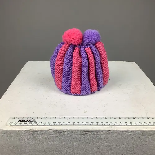 Pink and Purple Knitted Tea Cosy