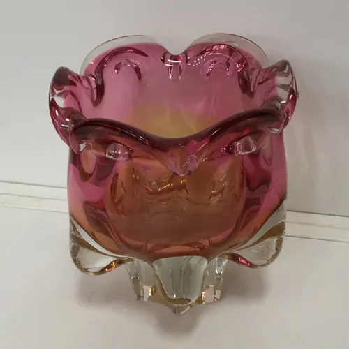 Pink and yellow ceramic vase/bowl