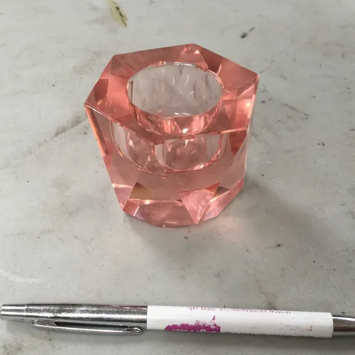 Small pink glass tea light holder