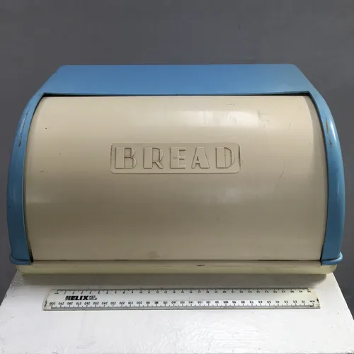 Blue Cream Plastic Bread Bin