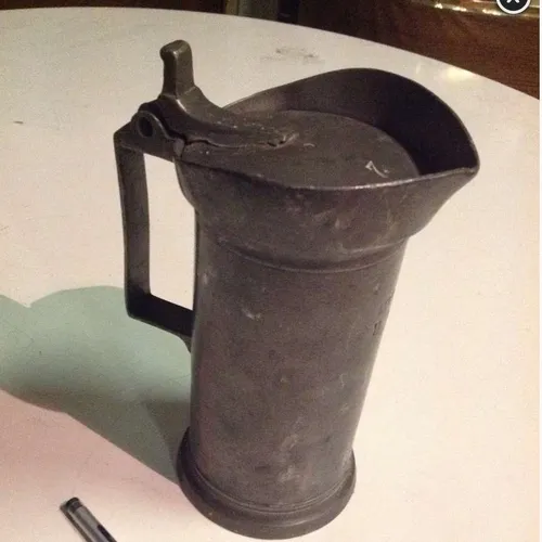 pewter pitcher with hinged lid
