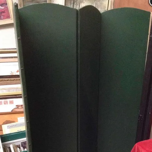 Green Vinyl Covered Period 4 Panel Room Divider / Partition / Changing Screen