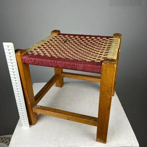 Wood Woven Rattan Stool