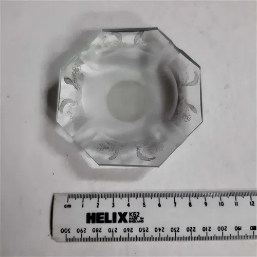 Octagonal glass ashtray with leaf tray