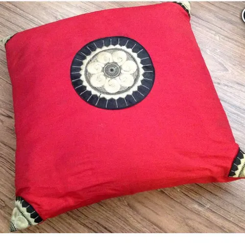 red throw pillow flower embroidery softs