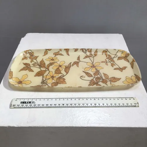 Period Cream and Brown Floral Serving Tray