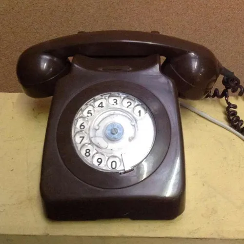 brown BT GPO corded rotary dial telephone