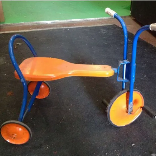 blue and orange metal childrens' tricycle