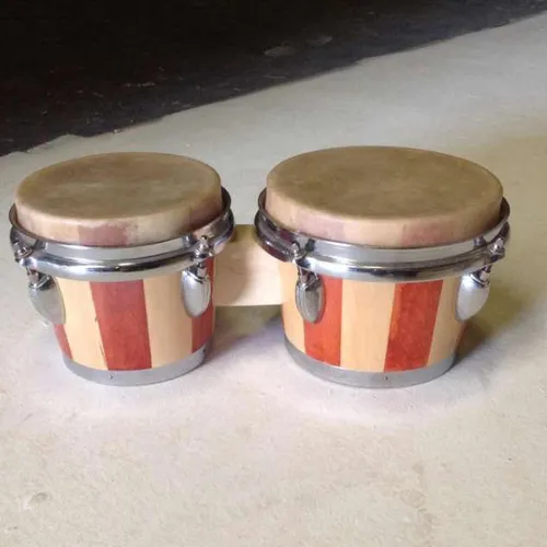 Brown and Cream Striped Bongo Drums