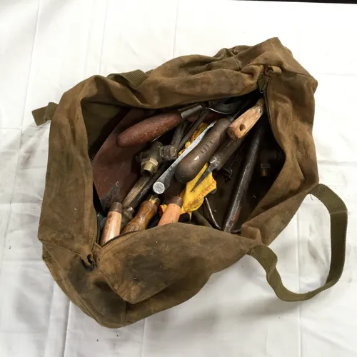 Period Canvas Tool Bag with Assorted Tools