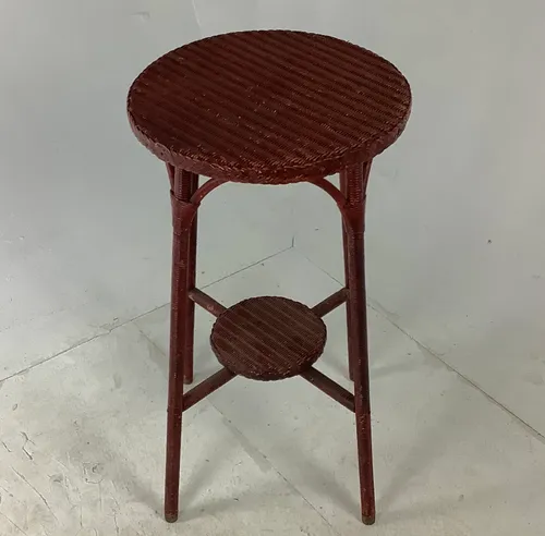 Tall mahogany wicker side table 
