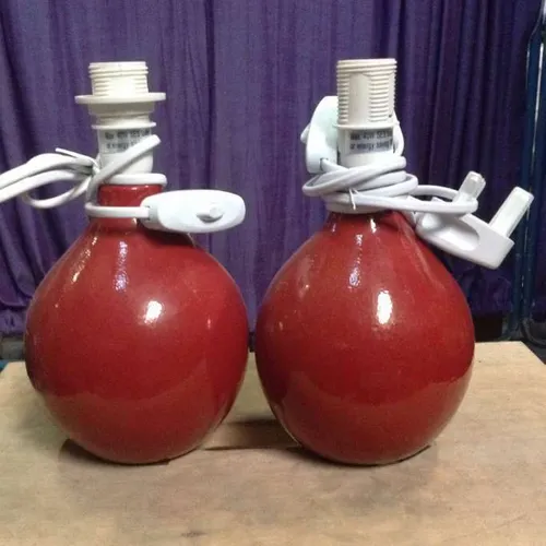 red ceramic round table lamp base