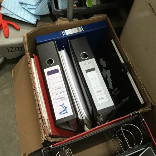 Box Containing 6 Lever Arch Files / Folders with Bumph