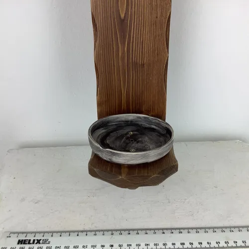 Large Wooden Wall Hanging Cross with Candle Holder