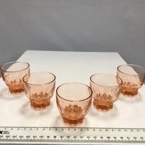 Set of 5 orange / amber retro shot glass