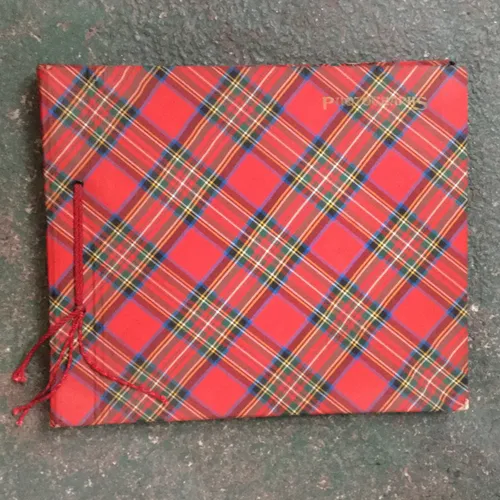 Red Scottish tartan photo album