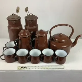 Brown Enamel Tea Set