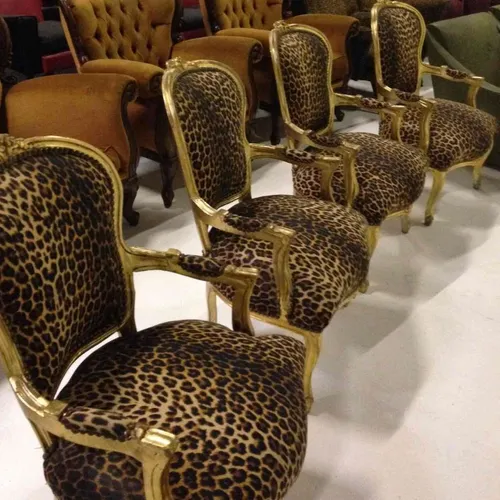 Gold leopard print chairs