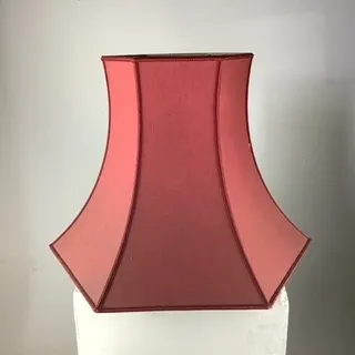 Red Paneled Lampshade with Piping