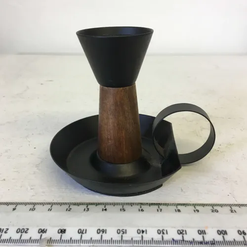 Iron and wood chamberstick