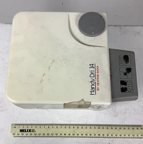 White and Grey Heatrae Sadia Handy Dri 14 Wall Mounted Hand  Dryer