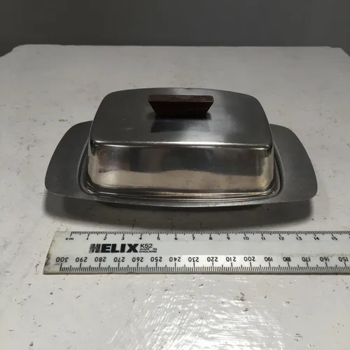 Silver metal butter dish 2