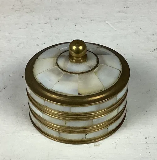 Gold and Marble Mosaic Round Jewellery Trinket Box
