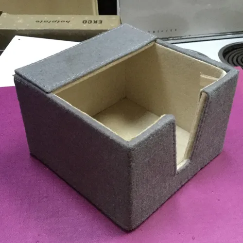 Grey fabric notepaper holder