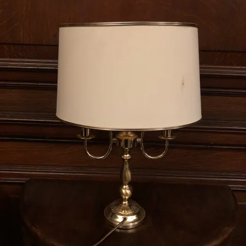 Brass Table Lamp with White Shade