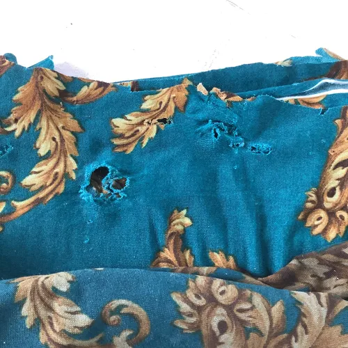 Distressed Blue and Gold Patterned Fabric