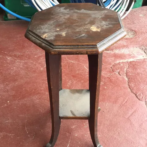 dark wood side table / plant stand with lower shelf