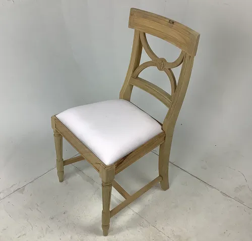 Light Wooden Chair with White Cushioned Seat