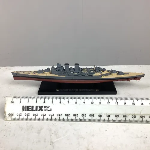 HMS Hood Model Boat with Plaque